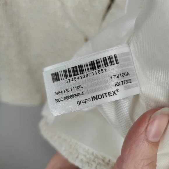 Zara Textured Jacket Womens XL Cream‎ Gold Button Preppy Classic Tweed Holiday - Picture 7 of 9